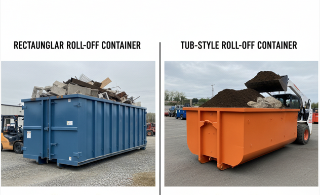 rectangular vs tub style roll off container