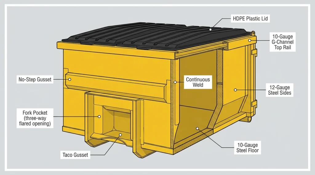 front load dumpster construction diagram