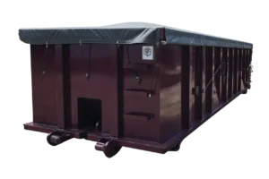 purple rectangle style roll off container