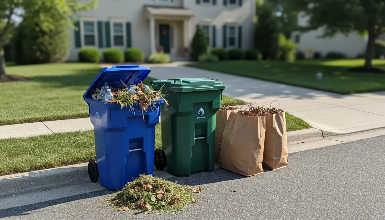 putting yard waste in recycling bin