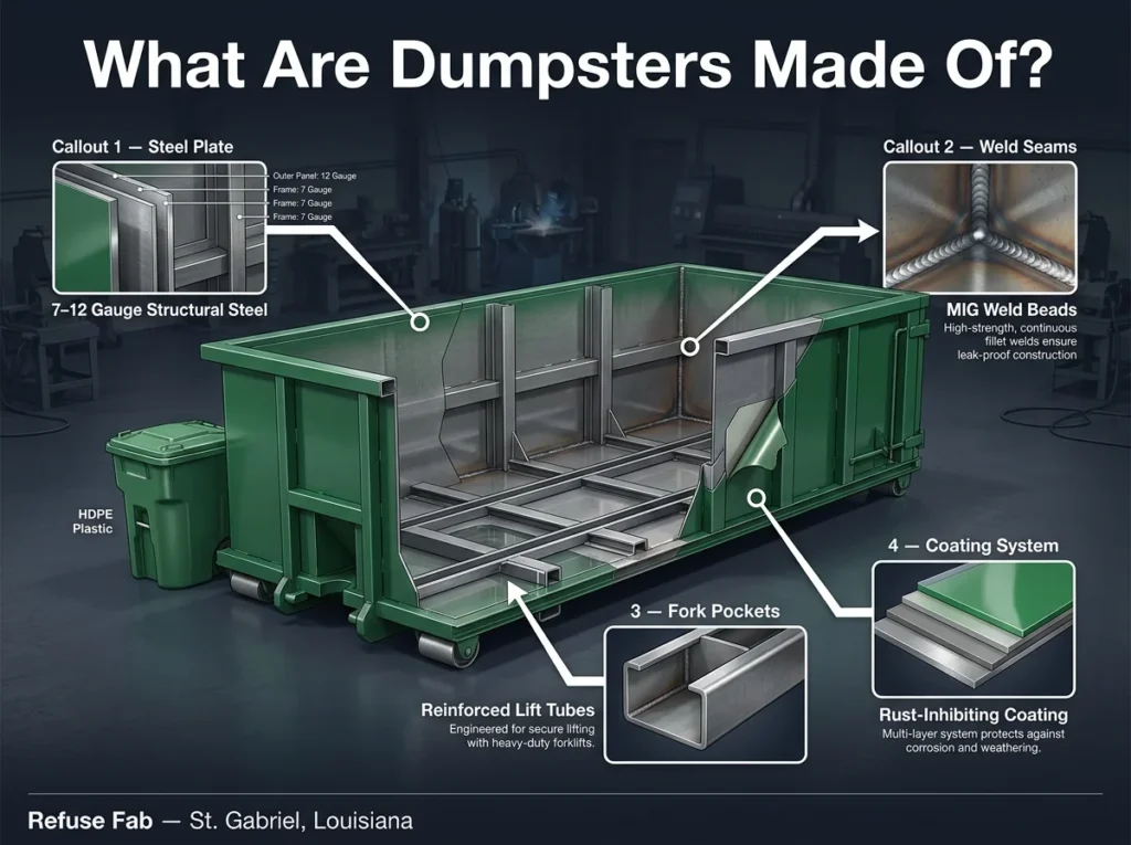 what are dumpsters made of